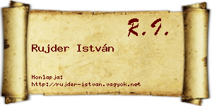 Rujder István névjegykártya